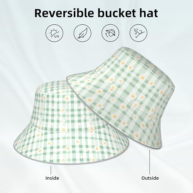 Bucket Hat Double-Side-Wear Reversible Sun Hat Beach Travel Hiking for Women Men