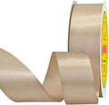 Double Face Tan Satin Ribbon 1-1/2 inch X 50 Yards Polyester Tan Ribbon for Gift Wrapping Very Suitable for Weddings Party Hair Bow Invitation Decorations and More