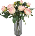 IPOPU Champagne Pink Peonies Artificial Flowers 5PCS 10heads Vintage Silk Peonies Silk Flowers Fake Peony Peach Flowers for Wedding Decoration Bride Bouquet Faux Flowers Floral Arrangement