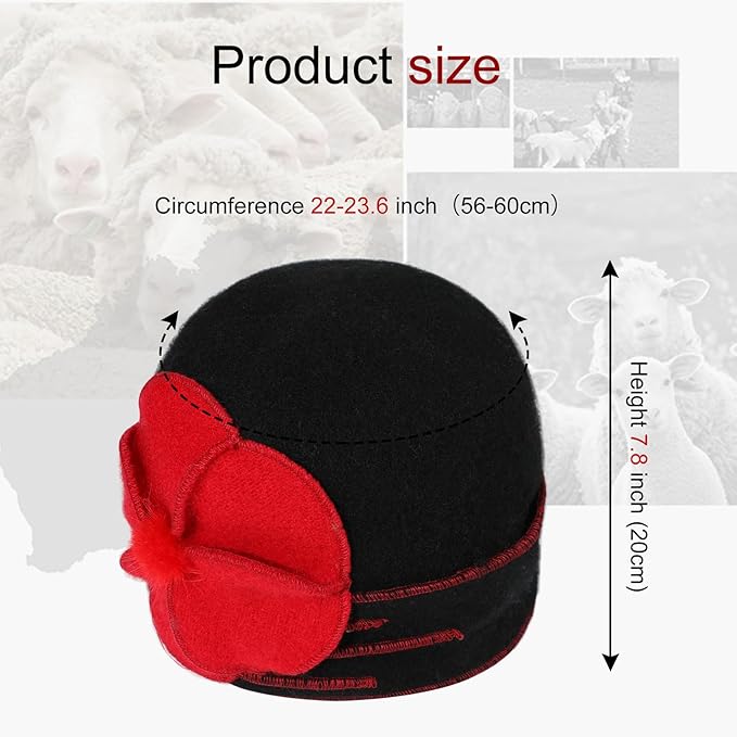 Sumolux Beanie Hats for Women Wool Skull Cap Beret Floral Cuffed French Vintage Dress Cloche Classic Winter 1920s