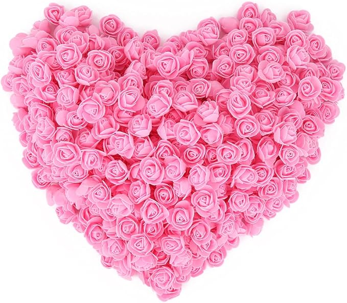 500pcs Mini Foam Rose Heads, Pink Artificial Flower Foam Fake Flower Bulk for DIY Crafts Wedding Bouquets Baby Shower Centerpieces Floral Arrangements Party Tables Home Decorations(Pink)