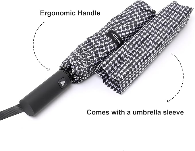 Nollia Windproof Automatic Travel Umbrella, Compact Portable with Reinforced Ribs for Sun & Rain