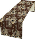 Coffee Theme Table Runner Vintage Coffee Beans Mug Cup Dinner Runner Table Decoration for Farmhouse Cabin Home Kitchen Dining Holiday Party 13x120in