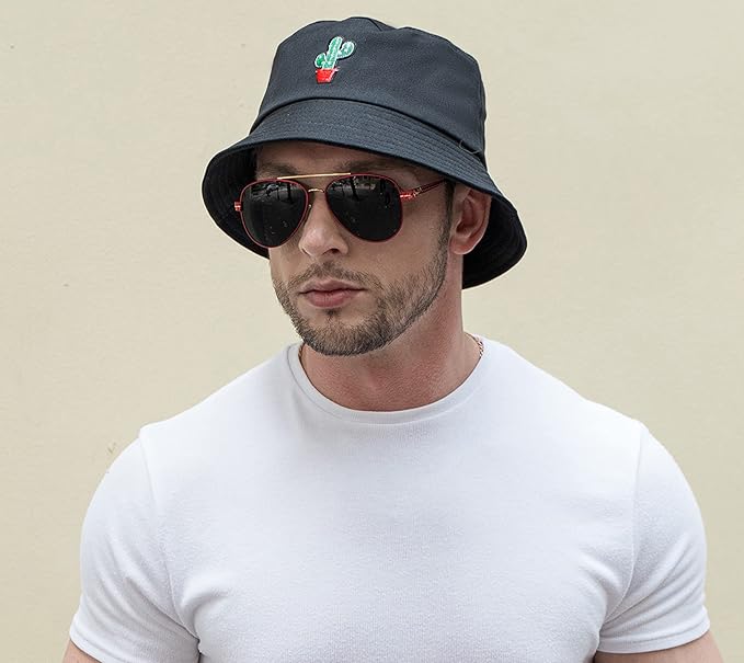 ZLYC Unisex Fashion Embroidered Bucket Hat Summer Fisherman Cap for Men Women
