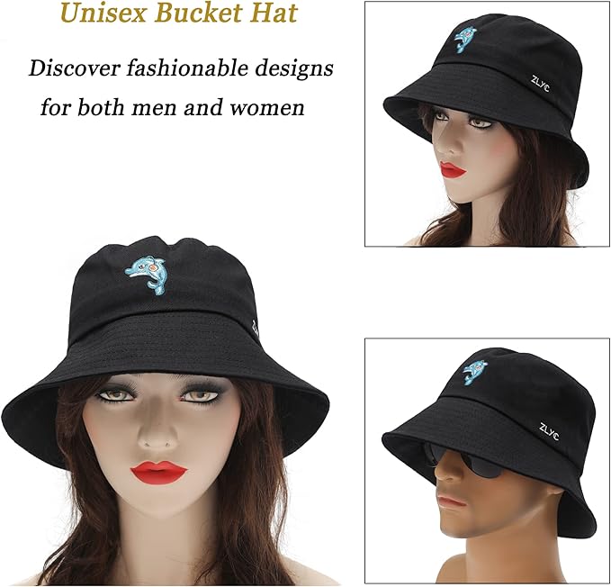 ZLYC Unisex Fashion Embroidered Bucket Hat Summer Fisherman Cap for Men Women