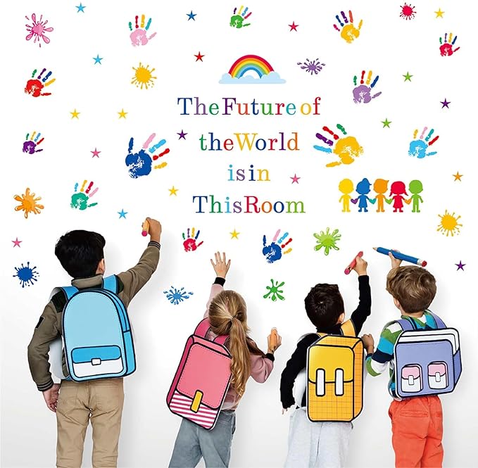 Inspirational Wall Decals for Kids Motivational Classroom Decor with Removable Quotes The Future of The World is in This Room Peel and Stick Wall Stickers Bedroom Nursery School Playroom