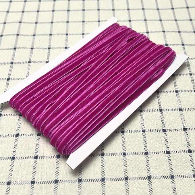 Chenkou Craft Fuschia 25 Yards 1/4" Velvet Ribbon Lots Bulk (Fuschia, 1/4"(6mm))