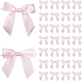 Baby Pink Satin Ribbon Twist Tie Bows 5 Inch Pre-Tied Light Pink Gift Bows for Crafts, Treat Bags, Party Favors, Wedding, Baby Shower, Candy Apple, Christmas (36 Pack)