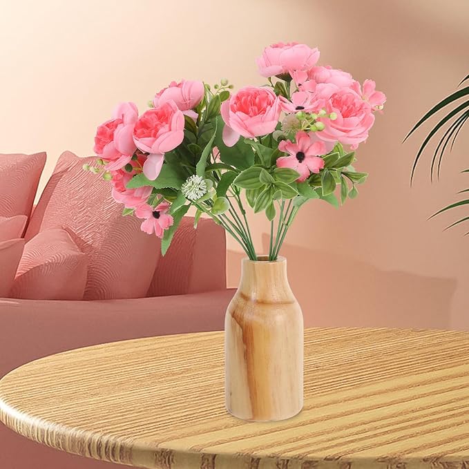 Rustic Pine Wood Vase for Dried Flowers Handmade Decorative Farmhouse Flower Container for Home and Office Natural Wooden Table Vase for Modern Floral Arrangements and DIY Bouquets