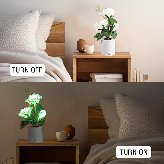 Rose Night Light Gifts for Women, Christmas Day Gifts for Mom Women Wife Friends Her Christmas Anniversary Birthday Gift, Perfect Ideal for Bedroom Ambiance Coffee Shop (White)