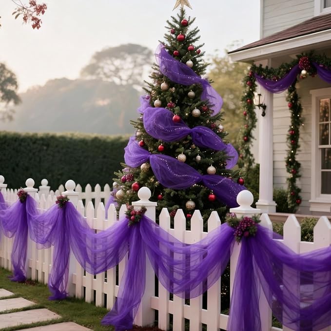 Purple Tulle Mesh Ribbon 6 Inch x 100 Yards(300ft) Netting Spool Fabric Ribbon Ideal for Tutu Skirt Art Gift Wrapping Flower Bouquet Crafts Weddings Floral Arrangements