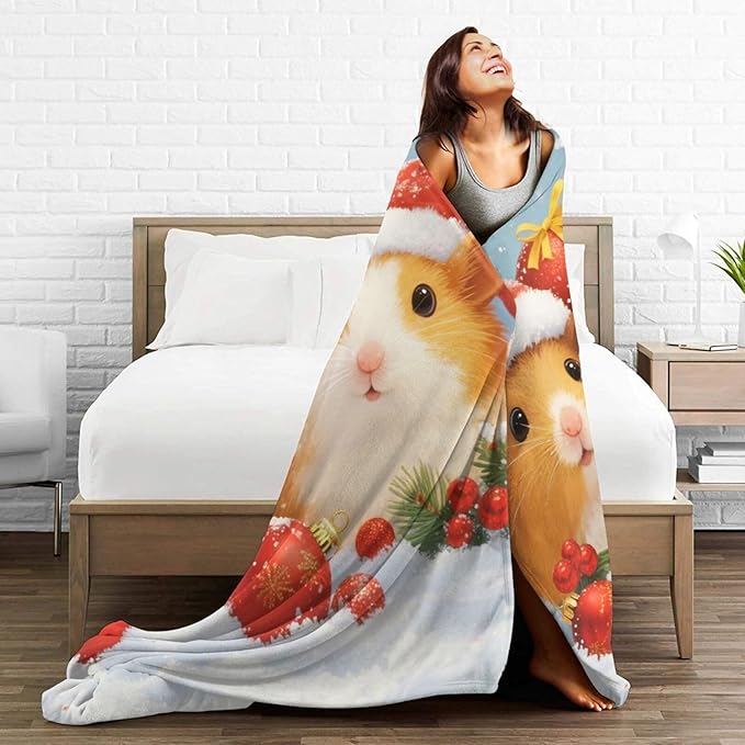 Guinea Pig Blanket Cute Christmas Guinea Pig Throw Blanket Soft Cozy Fleece Fuzzy Stuffed Plush Flannel Gifts for Girls Women Boys Kids Adults 50"X60"