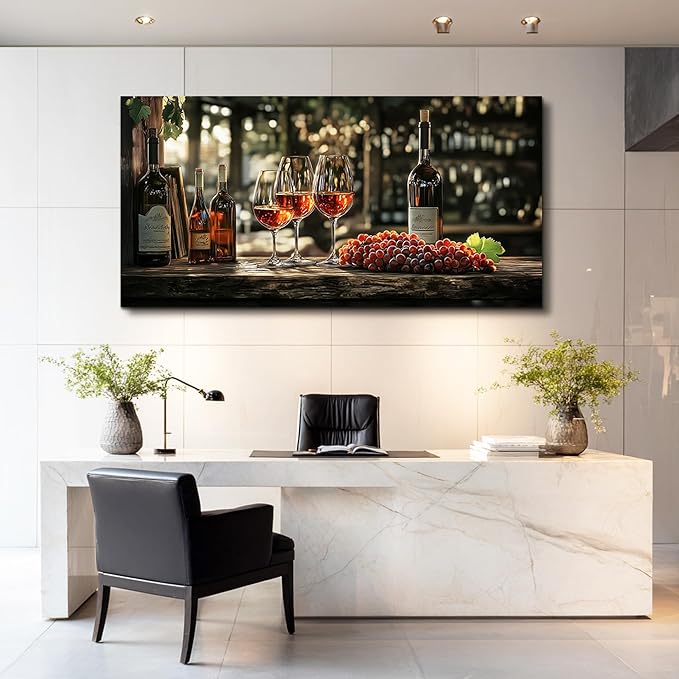 hyidecorart Wall Art For Kitchen Wall Decor For Living Room Wine Glass Wall Dining Room Painting Still Life Goblet Canvas Wall Pictures Sunrise Sunset Landscape Poster Bar Restaurant Decoration