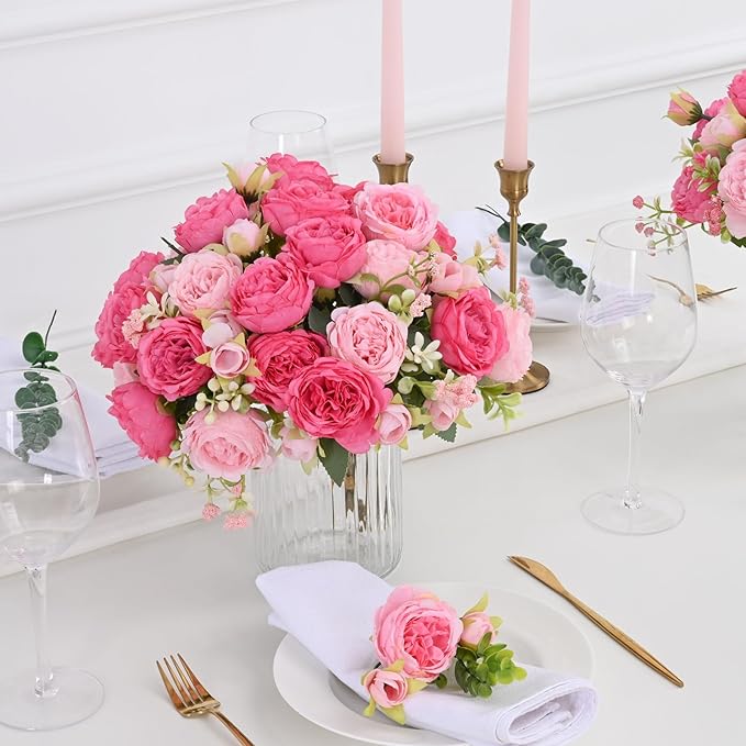 MARTINE MALL 8 Packs Peonies Artificial Flowers, Mixed Pink Artificial Peonies, Silk Peonies Flowers Fake Peonies Artificial Flowers Peonies Bouquet for Centerpiece Table Wedding Party Home Decor
