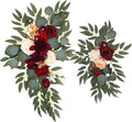 Faux Flower Swag Set of 2, Artificial Flowers Swags for Wedding Arch, Wedding Welcome Signs, Welcome Reception Ceremony Signs Decorations Burgundy