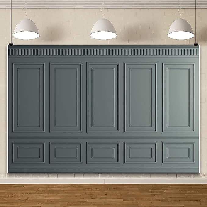 AOFOTO Vintage Room Inside Backdrop Classic French Frame Dark Grey Walls Photo Background for Wedding Bridal Shower Party Banner Home Headboard Decor Wall Photo Studio Booth Props 10x8ft