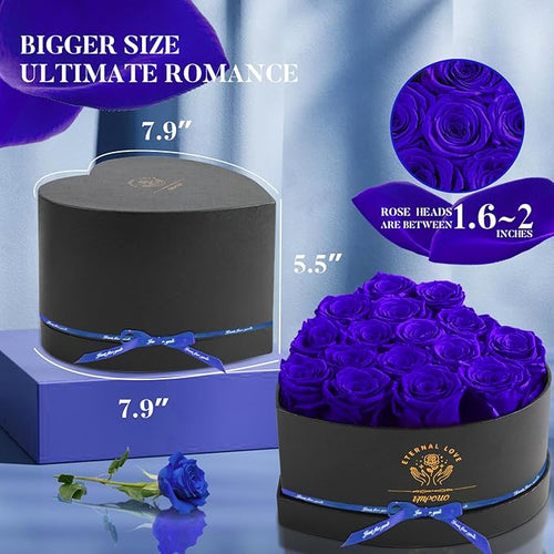 16 Preserved Flower Delivery Prime, Preserved Roses in a Box, Birthday Gifts for Women, Mother's Day, and Valentine's Day-Blue Roses