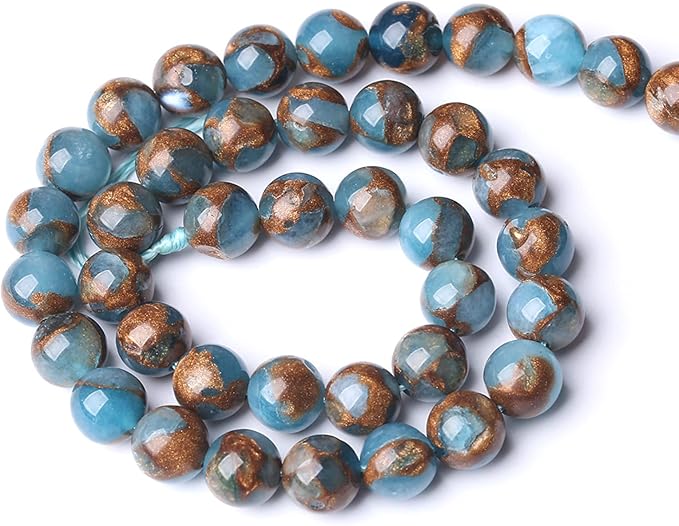 10MM 36PCS Lake Blue Cloisonne Craft Spacer Loose Beads for Jewelry Making DIY Bracelet