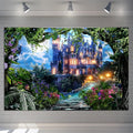 10x8ft Spring Fantasy Castle Palace Backdrop Vinyl Fairy Tale Prince Princess Flower Forest Wonderland Castle Photography Background Girl Home Decor Birthday Party Portrait Photo Props
