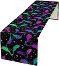 Gothic Table Runner,Colorful Bat Star Pattern Table Runner for Home Kitchen Table Dining Garden Farmhouse Wedding Party Decor 13x36 Inch