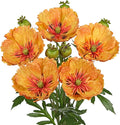 Hollyone 5Pcs Orange Poppy Flowers Artificial Bouquet 32.2" Silk Fake Poppy Flowers Arrangement Real Touch Faux Poppies Flower Long Stem for DIY Wedding Party Table Centerpiece Table Home Decor