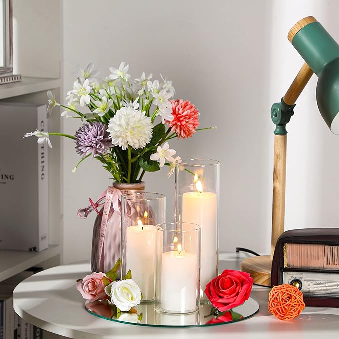 6 Pcs Cylinder Vases Set for Centerpieces, 6/8/10 Inch Tall Clear Glass Vase, Hurricane Floating Candle Holder for Wedding Table Decor, 2.5''/2.7''/3.3''' Diameter (3.3'' X 5.9'',7.9'',9.8'')