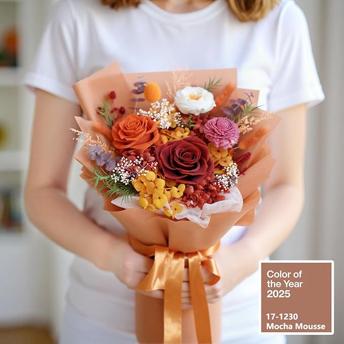 ZMRU Fall Preserved Flower Bouquet, Flowers for Delivery Prime, Mothers Day Gifts, Flowers Fresh Bouquet,Birthday for Women, Mom,Grandma Valentine's Gift, Anniversary Decor,Graduation Surprise