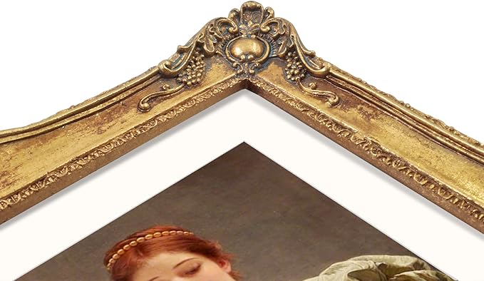 SIMON'S SHOP 11x14 Picture Frame Matted to 8x10 Photo, Vintage Gold Picture Frames 11x14 with Mat for 8x10 Artwork, Wall and Tabletop Display Poster Frames