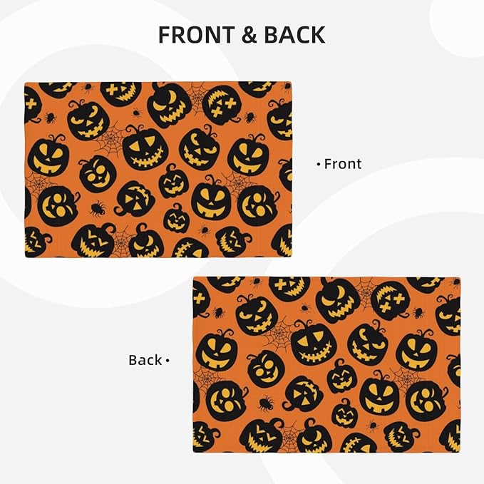 Placemats 4 pcs Halloween Double-Layer Imitation Linen Place Mats Non-Slip Heat-Resistant Tablemats for Home Restaurant Hotel 18×12 Inch