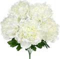 Briful Artificial Peony Flowers Bouquet 15.7" Faux White Silk Peonies Floral Arrangement Fake Flower Stems for Home Office Wedding Party Table Vase Centerpiece Decor