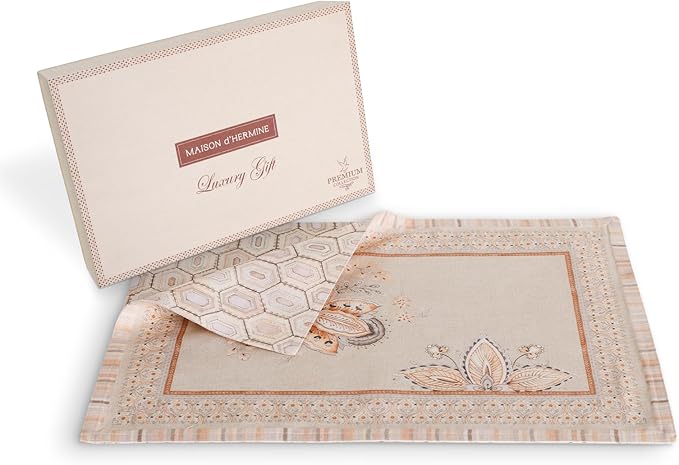 Maison d' Hermine Placemats 100% Combed Cotton Premium Set of 4 Dinner Placemat, Decorative Washable Cloth Placemat, Dining, Buffet Parties & Camping - Society Florals (13"x19")