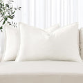 MIULEE Decorative Linen Lumbar Pillow Covers 12x20 Inch Cream White Boho Farmhouse Neutral Christmas Couch Throw Pillows for Bed Pack of 2 Accent Modern Pillowcase Sofa Livingroom Home Decor