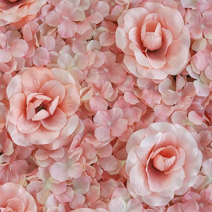 Gdrasuya10 12 Pcs Artificial Flower Wall Panels 3D Flower Background Panel for Wall, 40x60cm Wedding Flower Decorations Wall Silk Rose Panels for Party, Nail, Photo Areas, Stage Background (Pink)