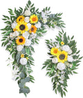 Artificial Flowers Wedding Arch Decor Arch Flowers (Set of 2) for Wedding Welcome Sign and Backdrop Decoration (New Sunflower)