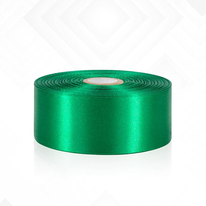 30 Yards Green Ribbon 1-1/2 Inch, Green Satin Ribbon for Gift Wrapping, Christmas, Flower Bouquet, Crafts, Halloween, Wedding and Bow Making
