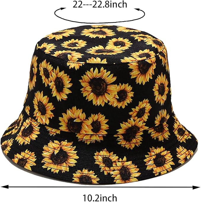 Bucket Hat for Women Men, Cotton Reversible Double Side Wear Sun Hats Beach Fisherman Hat