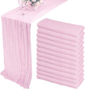 Fivenl 12 Pack Cheesecloth Table Runner 35x72 Inch Boho Gauze Rustic Cheese Cloth Long Romantic for Wedding Bridal Shower Birthday Party Decor (Pink Purple)