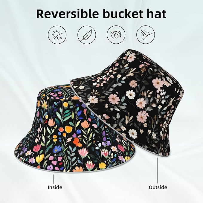 Bucket Hat Double-Side-Wear Reversible Sun Hat Beach Travel Hiking for Women Men
