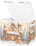 senya Christmas Baskets Collapsible Storage Bins with Lids, Christmas Snow Gingerbread Man Storage Boxes Clothes Baskets for Organizing, B06D22020