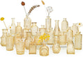 24pcs Glass Bud Vase Set, Small Gold Amber Flower Vases for Centerpieces in Bulk, Mini Vintage Vase for Wedding, Home,Table Decoration
