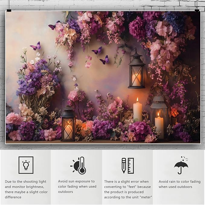 YongFoto Elegant Flower Wall Backdrop 9x6ft Floral Butterfly Candle Photography Background Baby Bridal Shower Wedding Girl Birthday Party Banner Room Decor Portrait Photoshoot Wallpaper Photo Booth