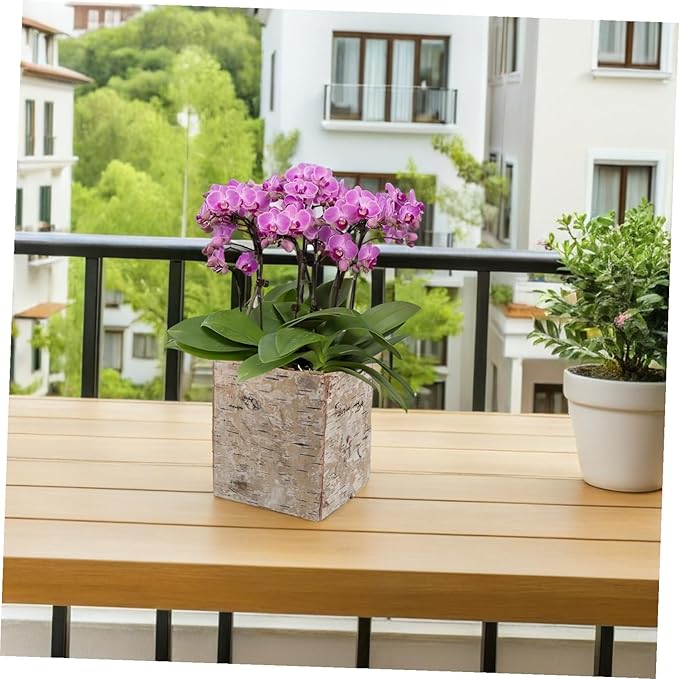 Rustic Birch Bark Flower Pot Decorative Planter for Succulents and Cacti Vintage Wood Bark Vase for Flower Arrangement DIY Holiday Rustic Plant Container for Home Garden Decor