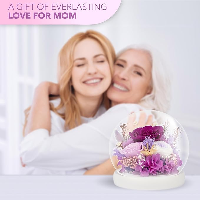 Preserved Flowers - Fresh Flowers Gifts for Women - Birthday Flowers for Delivery Prime Today -Eternal Rose Gifts for her -Real Flowers for Women, Christmas & Mother's Day(Purple)