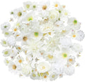 Floroom Mini Artificial Flower Heads Ivory & White Fake Peony Daisy Rose Multicolor Small Faux Silk Flower Heads for Cake Craft Garland Wedding Party Graduation Cap DIY Home Decoration, 0.8"-3.6"