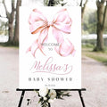 Personalized Pink Bow Baby Shower Welcome Sign, Custom Minimalist Bow Baby Girl Party Sign, Baby's Shower Gifts, Birthday Gifts, Gender Reveal Decorations, Newborn Announcement Party Supplies - 19