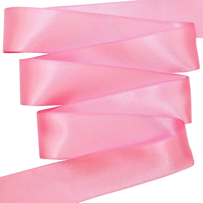 Morex Ribbon Double Face Satin Ribbon 7/8" X 50 YD Geranium Pink Ribbon for Gift Wrapping, Birthday Gift Cards, Satin Dress for Women, Silk Ribbons for Crafts, Wedding Gifts for Couple