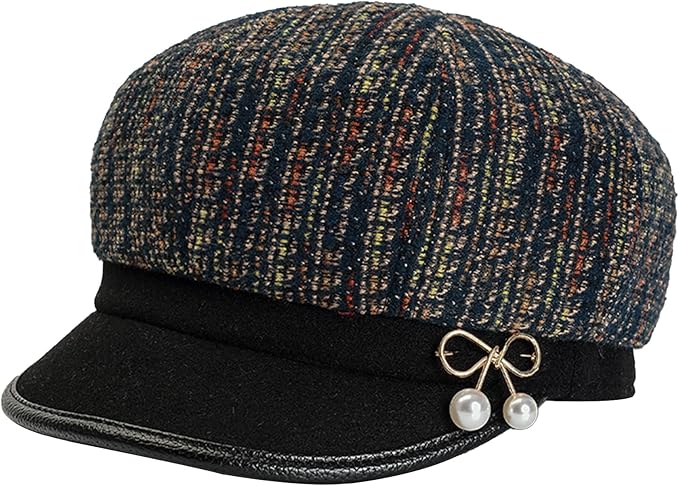 Women Retro Classic Visor Newsboy Cabbie Cap Beret Hats with Flower Buckle for Woman Ladies