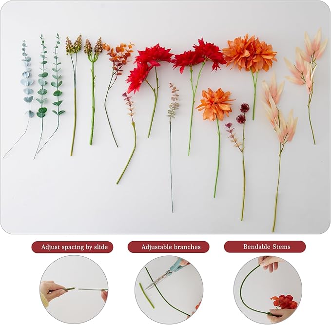Artificial Flowers Combo Red Flowers Mix Silk Flowers tassel flower, fake flowers for Wedding Bridal Bouquets, Floral Arrangement, Table Centerpieces. Fake Plastic Flowers Bulk Vase Decoration