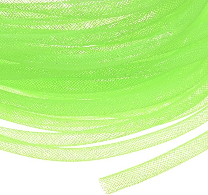 Mesh Tube Ribbon 25 Yards, 6mm Elastic Fabric Ribbons Mesh Tubing for Crafts/Gift Wrapping/Flower Bouquets/Wedding/Birthday/Holiday/Wreaths Christmas/Decoration[Dark Green]