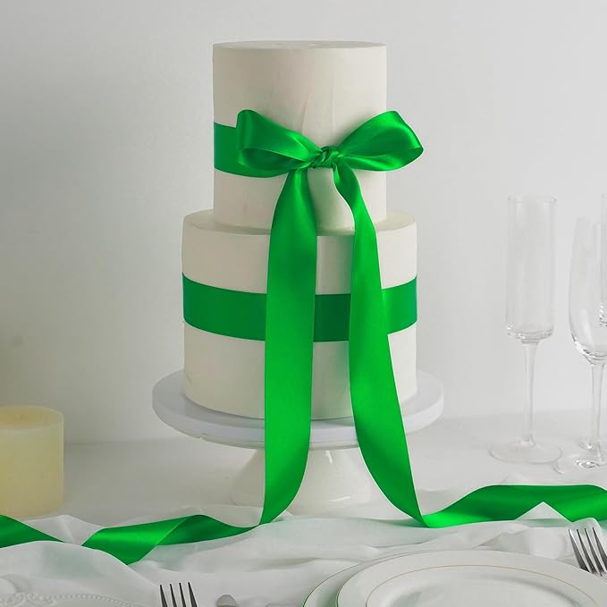 MEEDEE Satin Ribbon - Emerald Green, 1-1/2 Inch, Double Faced, 50 Yards for Christmas, Crafts, Weddings, Flowers, Holidays